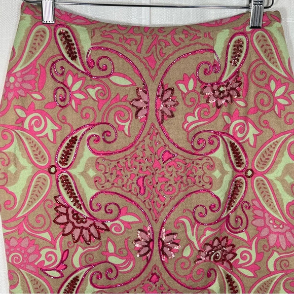 Vintage Tracy Reese Silk and Wool Beaded Sequin Boho Skirt Size 4 - Picture 3 of 7
